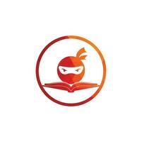 Ninja-Buch-Logo-Design-Vorlage. Buch-Ninja-Logo-Vektor-Symbol vektor