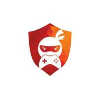 Ninja-Spiel-Logo-Design. Ninja-Gaming-Logo-Bilder Stock-Vektoren. Ninja-Game-Pad-Logo-Design-Ikone vektor