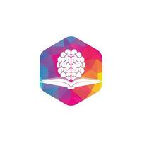 Buch-Gehirn-Logo-Design. pädagogisches und institutionelles Logodesign. buch- und gehirnkombinationslogokonzept vektor