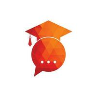 Logo für Bildungsgespräche. Graduierungskappe und Bubble-Chat-Logo-Konzept. Online-Schullogo-Design. Symbol für die mobile App für Bildung vektor