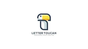 Einzelbuchstabe t-Logo Tukan-Logo-Design-Vektorvorlage vektor