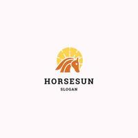 Pferd Sonne Logo Symbol Design Vorlage Vektor Illustration