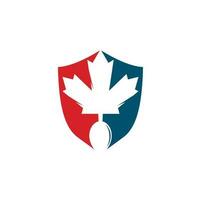 kanadisches Food-Logo-Konzeptdesign. kanadisches Restaurant-Logo-Konzept. Ahornblatt und Gabel-Symbol vektor