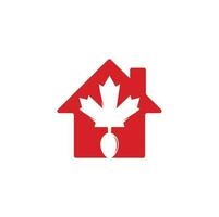 kanadisches Essen nach Hause Form Konzept Logo Konzept Design. kanadisches Restaurant-Logo-Konzept. Ahornblatt und Gabel-Symbol vektor