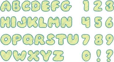 Gekritzelskizzen-Alphabet und Zahlendesign-Set. vektor