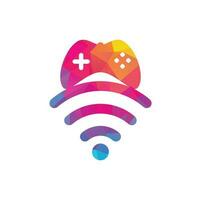 Spiel Wifi-Logo-Design-Vorlage-Vektor. Joystick und WLAN-Logo-Kombination. Gamepad und Signalsymbol oder -symbol vektor