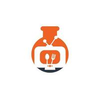 Design-Vektor für Lebensmittelkanal-Laborform-Logo-Vorlagen. Inspiration für das Design von Kochkanal-TV-Logo-Vorlagen vektor