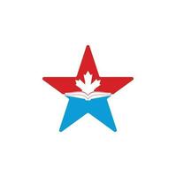 kanadische bildung sternform konzept logo design. Studieren Sie das Kanada-Logo-Design. Buch-Logo-Design. Ahorn Buch vektor