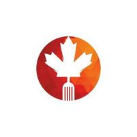 kanadensisk mat logotyp begrepp design. kanadensisk mat restaurang logotyp begrepp. lönn blad och gaffel ikon vektor
