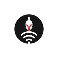 Kombination aus spartanischem und WLAN-Logo. Helm- und Signalsymbol oder -symbol. vektor