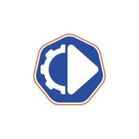 Gear Media-Logo. abstraktes Vektor-Gang-Medientechnologie-Symbol. vektor