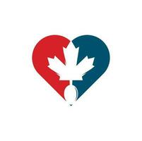 kanadisches Essen Herzform Konzept Logo Konzeptdesign. kanadisches Restaurant-Logo-Konzept. Ahornblatt und Gabel-Symbol vektor