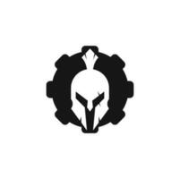 Spartan Gear Shape Konzept Logo-Design. alte vintage antiquitäten spartanischer krieger vektordesign vektor