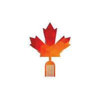 kanadensisk mat logotyp begrepp design. kanadensisk mat restaurang logotyp begrepp. lönn blad och gaffel ikon vektor