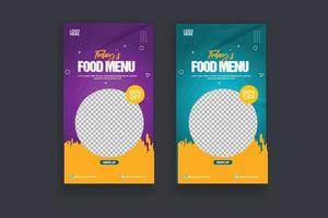 mat social media berättelse posta mall för mat befordran enkel baner ram vektor