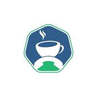 Kaffee-Call-Vektor-Logo-Design. Mobilteil und Cup-Symbol. vektor