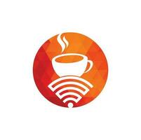 kaffe kopp med wiFi vektor ikon logotyp. kreativ logotyp design mall för Kafé eller restaurang.