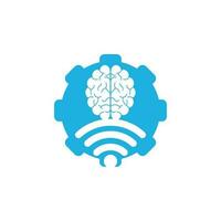 hjärna och wiFi redskap form begrepp logotyp design. utbildning, teknologi och företag bakgrund. Wi-Fi hjärna logotyp ikon vektor