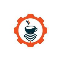 Kaffee-WLAN-Gangform-Konzept-Logo-Design. Kaffeetasse mit WLAN-Vektorsymbol-Logo vektor