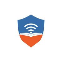 Wifi-Buch-Logo-Design-Vektorvorlage. Wi-Fi-Buch-Symbol-Logo-Design-Element vektor