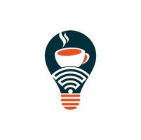 kaffee wifi birne form konzept logo design. Kaffeetasse mit WLAN-Vektorsymbol-Logo vektor