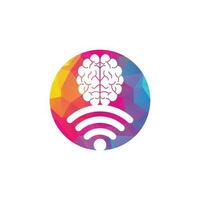 hjärna och wiFi logotyp design tecken. utbildning, teknologi och företag bakgrund. Wi-Fi hjärna logotyp ikon. vektor