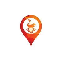 kaffee wifi karte stiftform konzept logo design. Kaffeetasse mit WLAN-Vektorsymbol-Logo vektor