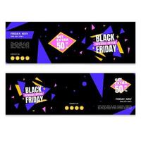 Banner-Design Black Friday Sale mit Dreieck-Crash-Ornament mit schwarzem Hintergrund vektor