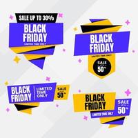 black friday aktionsset abzeichen popup blau gelb farbe vektor