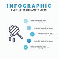 Biene gesunde Honiglinie Symbol mit 5 Schritten Präsentation Infografiken Hintergrund vektor