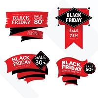 Black Friday Promotion-Abzeichen mit verschiedenen Design-Rot-Schwarz-Farben vektor