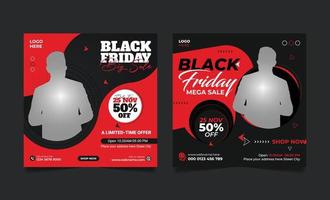 svart fredag mode försäljning social media posta fyrkant webb baner mall uppsättning vektor