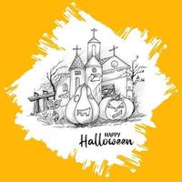 Lycklig halloween festival besatt Skräck hus bakgrund design vektor