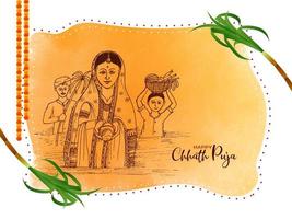 Lycklig chhath puja kulturell indisk festival firande bakgrund vektor