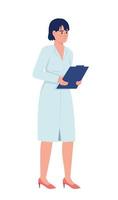 Hausarzt mit halbflachem Farbvektorzeichen der Zwischenablage. editierbare Figur. Ganzkörperperson auf Weiß. einfache Cartoon-Stilillustration des Gesundheitswesens für Webgrafikdesign und -animation vektor