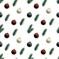 Winter Musterdesign mit Ästen und Weihnachtskugeln auf weißem Hintergrund. vektor