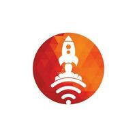 Wifi-Raketenvektor-Logo-Design. WLAN-Signalsymbol und Raketendesignvektor. vektor