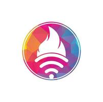 Feuer- und WLAN-Logo-Kombination. Flammen- und Signalsymbol oder -symbol. vektor