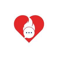 Feuer-Chat-Herzform-Konzept-Logo-Vorlagenvektor. Logo-Symbol oder Symbolvorlage für heiße Gespräche vektor