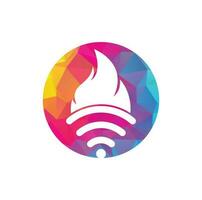 brand och wiFi logotyp kombination. flamma och signal symbol eller ikon. vektor