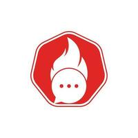 Feuer-Chat-Logo-Vorlagenvektor. Logo-Symbol oder Symbolvorlage für heiße Gespräche vektor