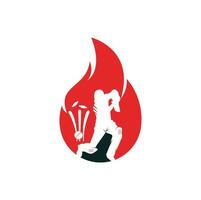 brand cricket spelare vektor logotyp design. cricket brand logotyp ikon. slagman spelar cricket och brand kombination logotyp