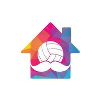 starkes Volleyball-Vektor-Logo-Design. Schnurrbart und Volleyball-Home-Icon-Design vektor