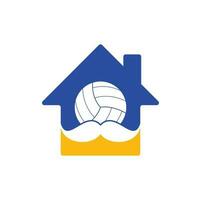 starkes Volleyball-Vektor-Logo-Design. Schnurrbart und Volleyball-Home-Icon-Design vektor