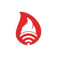 Feuer-Wifi-Drop-Logo-Design. Flammen- und Signalsymbol oder -symbol. vektor