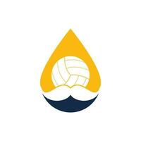 starkes Volleyball-Vektor-Logo-Design. Schnurrbart und Volleyball-Drop-Icon-Design vektor