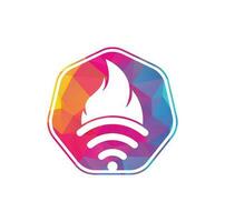 Feuer- und WLAN-Logo-Kombination. Flammen- und Signalsymbol oder -symbol. vektor