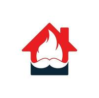 Schnurrbart-Feuer-Vektor-Logo-Design-Vorlage. Schnurrbart Feuer und Home Icon Design. vektor