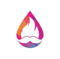 Schnurrbart-Feuer-Vektor-Logo-Design-Vorlage. Schnurrbart-Feuer und Drop-Icon-Design vektor