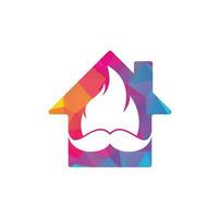 Schnurrbart-Feuer-Vektor-Logo-Design-Vorlage. Schnurrbart Feuer und Home Icon Design. vektor